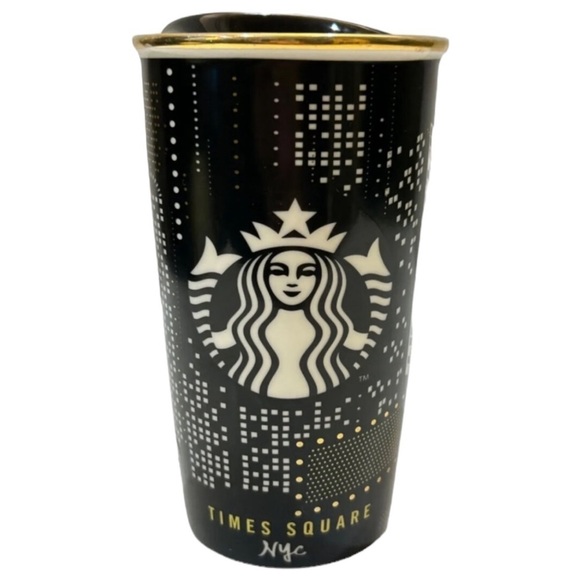 STARBUCKS 2015 TIMES SQUARE NEW YORK CERAMIC TRAVEL MUG 12 OZ - Picture 1 of 8
